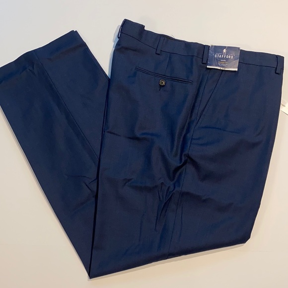 Stafford Other - Stafford SZ 44 x 32 Mid Blue Classic Fit Flat Front Trousers Dress Pants
